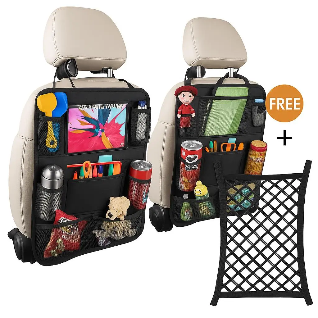 2pcs car rear seat backrest storage bag, travel accessories, essential for families, unisex Autos