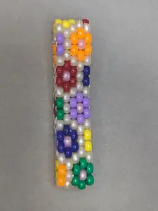 Opaque Floral Rainbow with Pearl Background Pride Bracelet kandi bracelet