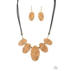 Natures Finest - Gold Cork Necklace - Paparazzi Accessories