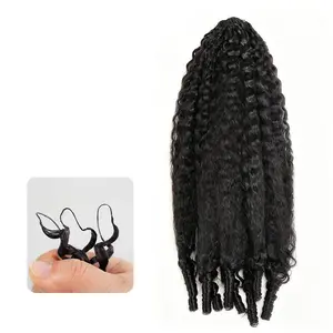 QVR Kinky Straight Feather Crochet Human Hair with Sprial Ends Machine Made Crochet Weave Hair