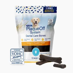 ProDen PlaqueOff Dental Care Bones - Chicken & Pumpkin Flavor, 100% Natural A.N ProDen Kelp, Supports Oral Health, Suitable for Dogs 50 lbs or Greater