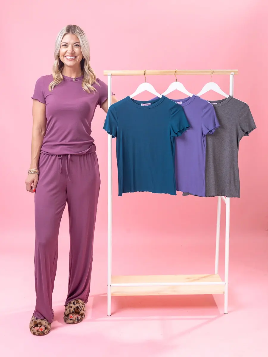 Dreamy Rib Lettuce Hem Short Sleeve Top by DD Design | S-3XL