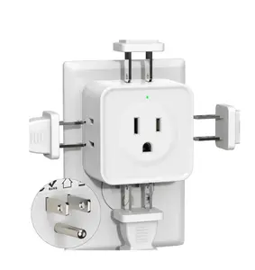 DEPOW 5-Sided Way Outlet Splitter, [1Pack] Multi Plug Outlet Extender, 3 Prong Flat Wall Plug Extender, Small Electrical Outlet Expander For Cruise Ship, Travel, Home, Office, Dorm Essentials