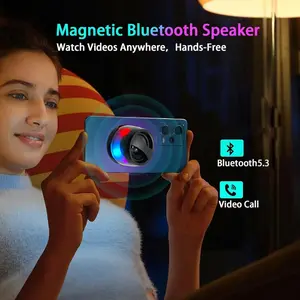 Compact Magnetic Bluetooth Speaker with RGB Lights – Portable Wireless Stereo Audio, Rechargeable, Small Outdoor LED Speaker, Gift for Friends