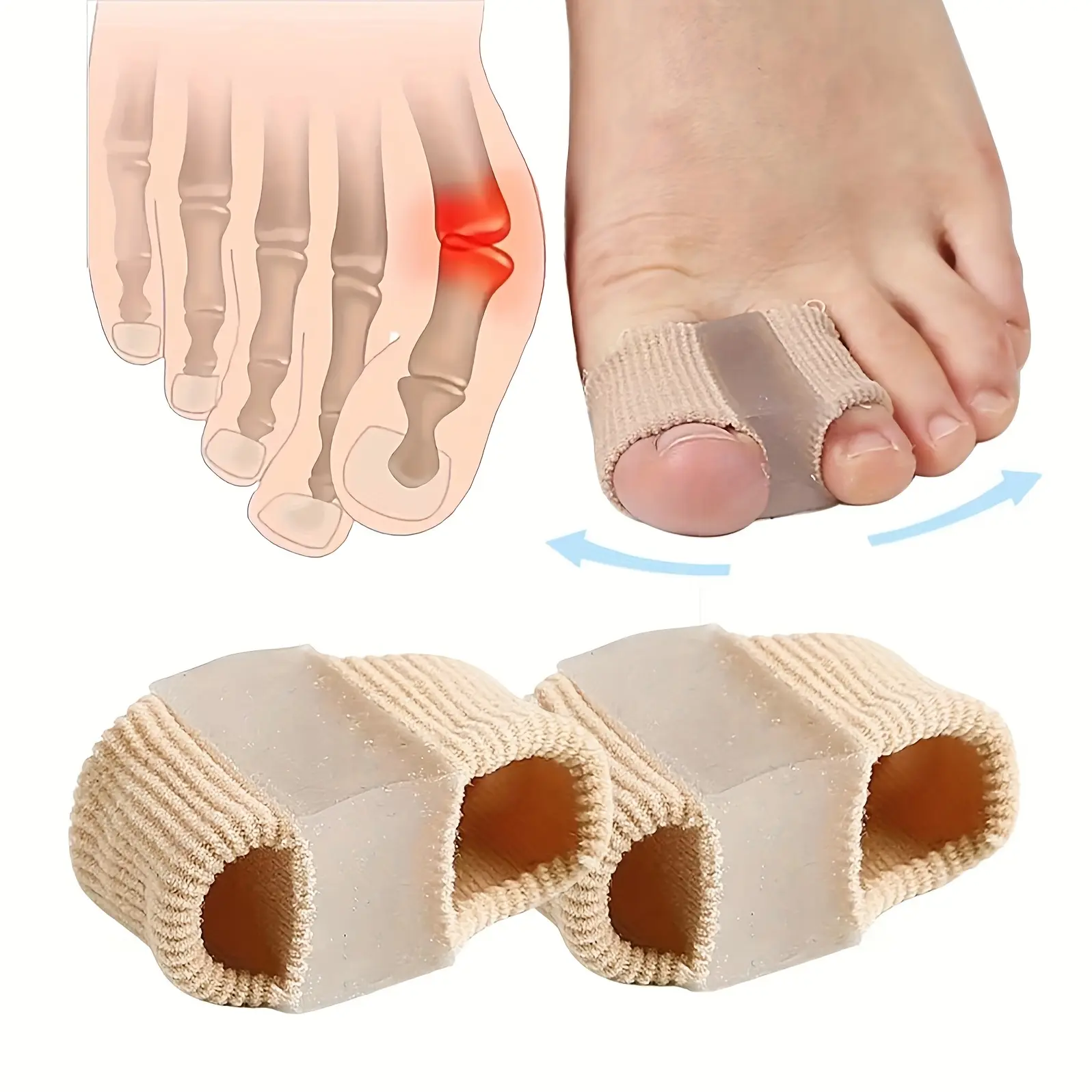 Gel Bunion Corrector and Toe Separator, Comfortable Fabric Support Sleeve for Hallux Valgus Pain Relief in Shoes, Bunion Correction Insoles & Heel Liners, Foot