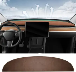 Dashboard Cover Suede Dash Mat Anti-Slip Silicone Pattern Black Interior Accessory for Safer Night Driving