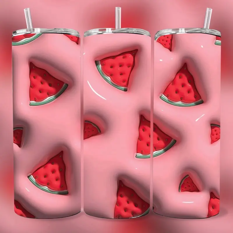 Watermelon 3D 20 oz Tumbler - BPA Free, stainless steel, Leak proof, durable, with clear lid