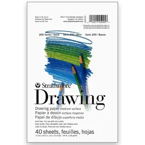 200 Series Drawing Paper, Tape Bound Pad, 5.5x8.5 inches, 10 Sheets (64lb/104g) - Artist Paper for Adults and Students - Charcoal, Colored Pencil, Ink, Pastel, Marker