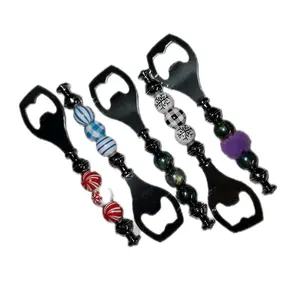 Beaded Bottle Openers with Colorful Beads and Durable Black Handles for Festive Occasions