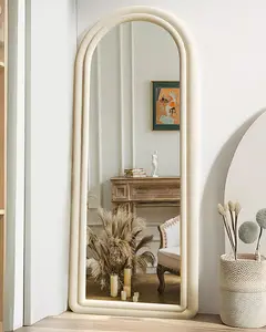 Floor Mirror, Arched Full Length Mirror, Arched Mirror, Standing Mirror, Tall Mirror, Wall Mounted, FreeStanding, Large Mirror, 63"×24", Flannel Frame