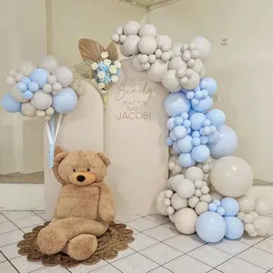 152 Piece Sand White Blue Balloon Garland Arch Kit, Kids Boy Birthday Party Decorations, Baby Shower Balloons Set, Wedding Engagement Baptism Event Decor Supplies