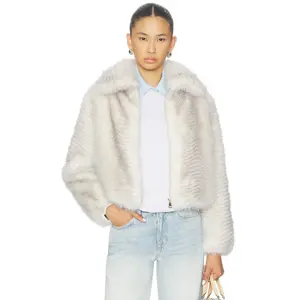 Adrienne Landau Katrina Jacket in Whisper White Tipped Grey