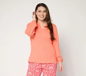 Belle by Kim Gravel Packabelle Blouson Sleeve Split Neck Top