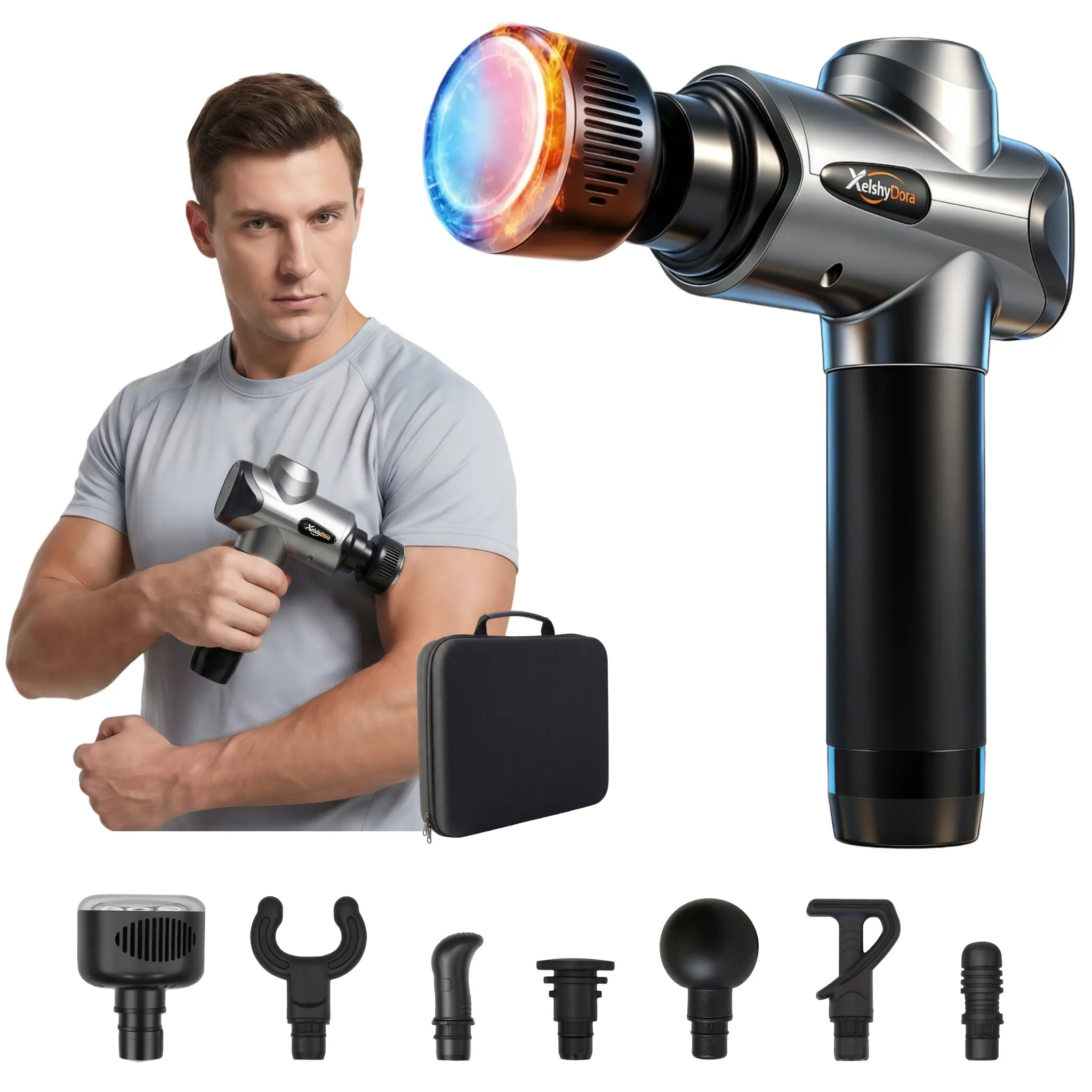 Deep Tissue Massage Gun, Portable Muscle Massager | Heat & Cold