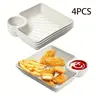【Black Friday】4-Piece Plastic Dumpling Plates with Sauce Compartments, Snack and Sushi Serving Dishes, Suitable for Appetizers, Tortilla Dip, Fruits, Parties and Picnics Use