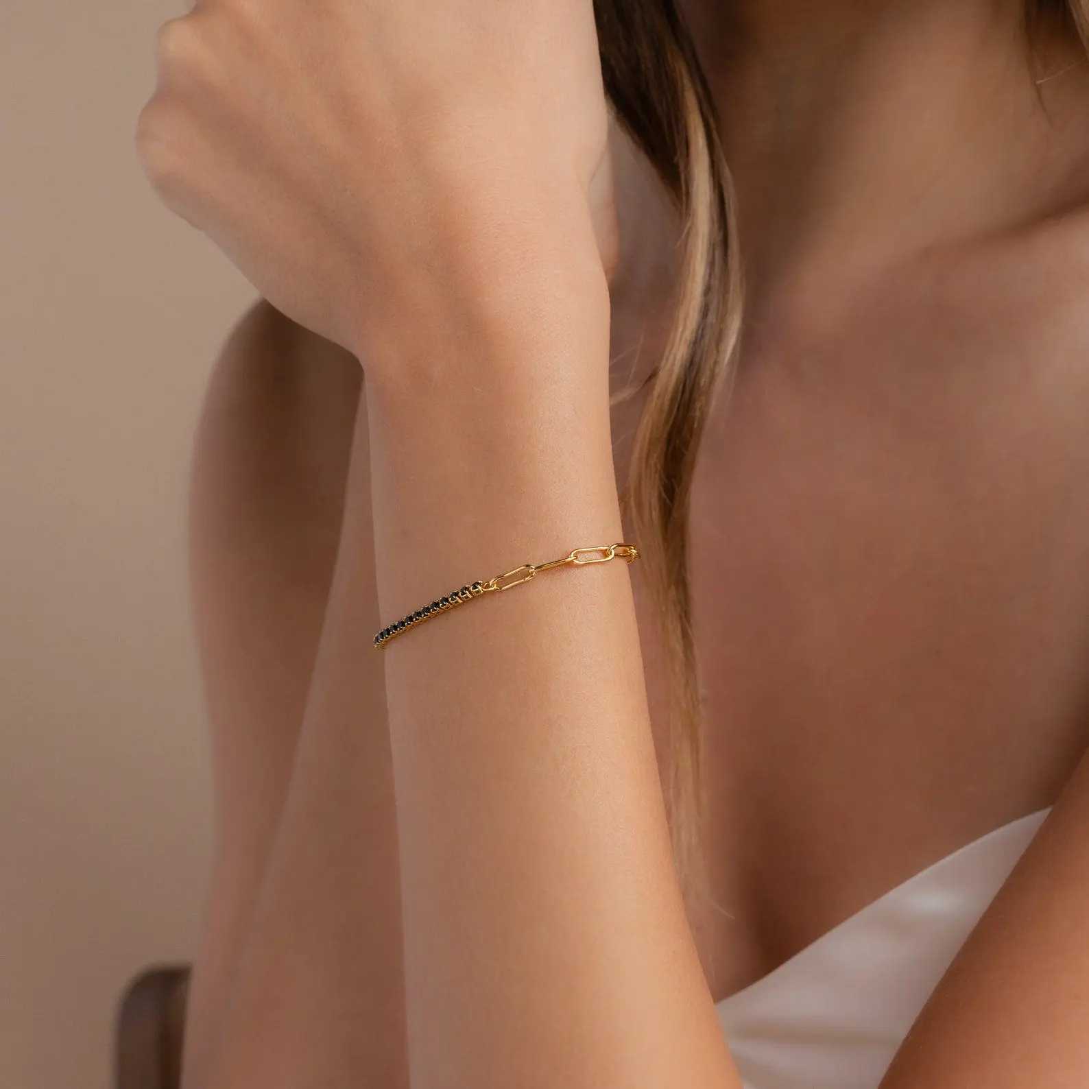 Black Diamond Tennis Bracelet by Caitlyn Minimalist
