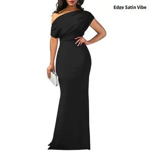 Ladies Elegant Sleeveless Off Shoulder Slim Fit Long Formal Party Evening Dress