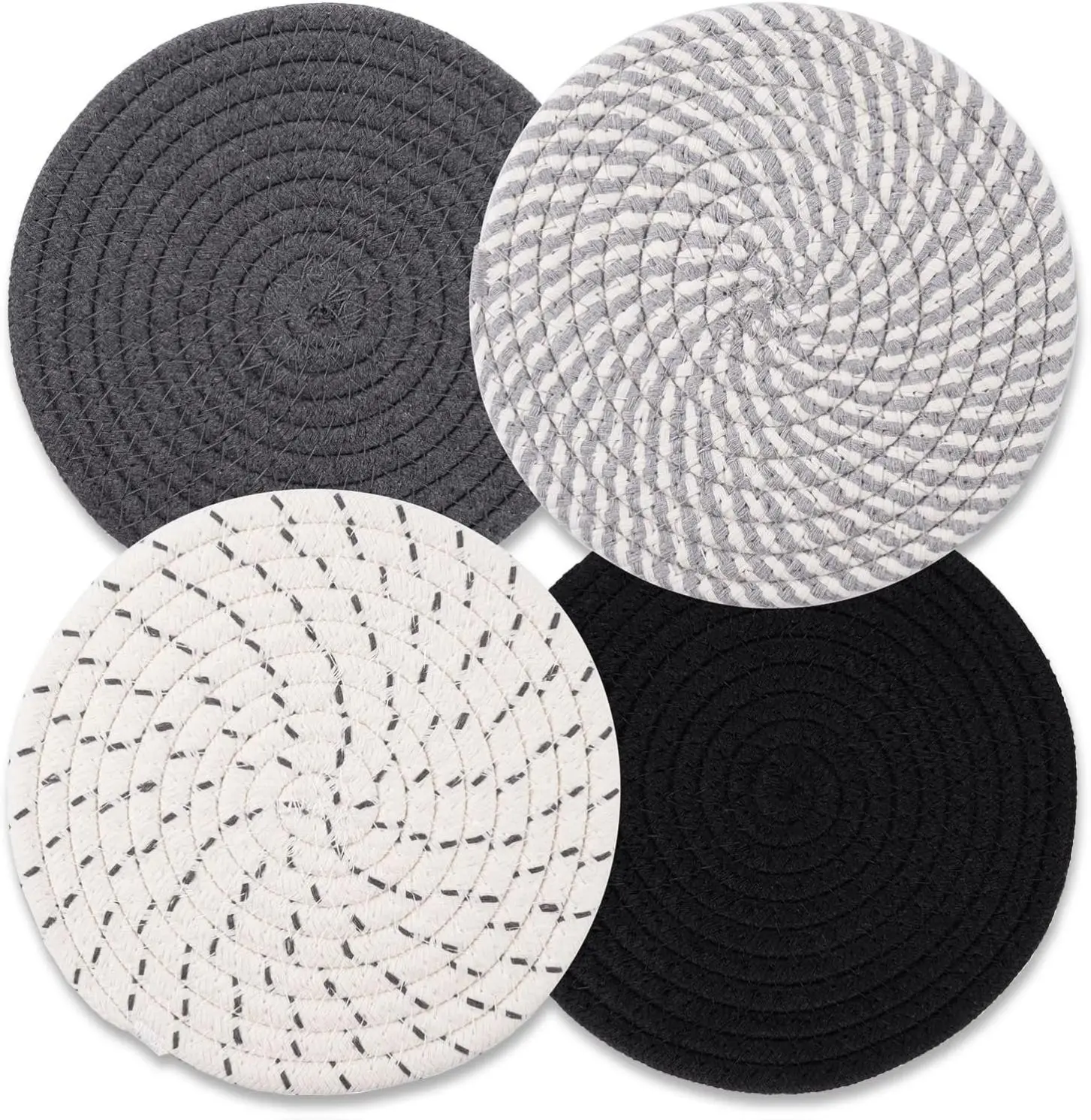 Trivets for Hot Dishes, Hot Pads for Kitchen, 7'' Trivets for Hot Pots and Pans, Pot Holders for Kitchen, Pot Holders Heat Resistant 4-Pcs, Kitchen Essentials for New Home Coasters Mat Set Tableware