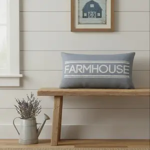 Farmstead Blue Farmhouse Pillow