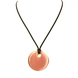 Chunky Pink Cat's Eye Pendant Necklace