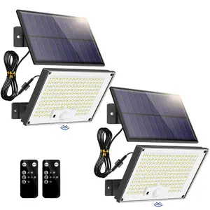 Outdoor Solar Security Lights Set, 172 LED Bulbs, 3 Lighting Modes, Motion Sensor, Remote Control, Ip65 Waterproof, Garden & Yard Use, Solar Flood Lights