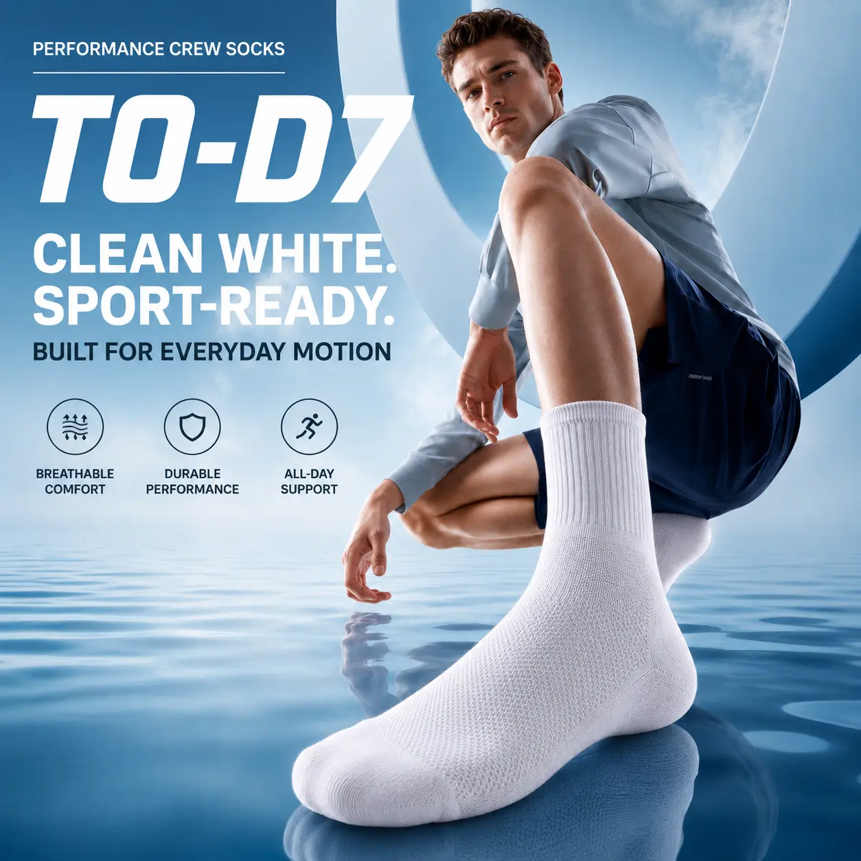 TO-D7 Athletic Socks, 4 Pairs for Men & Women, Breathable Mesh Moisture-Wicking Sports Socks with Cushioned Sole, Arch Support, Reinforced Toe & Heel, Crew/Quarter/Ankle Options for Running, Gym, Training & Everyday Wear