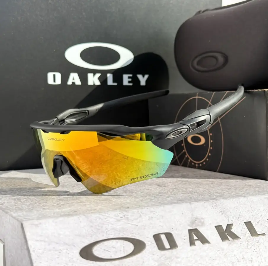 Oakley Black Premium Sports Sunglasses, UV400 Protection Cycling Running Driving Outdoor Eyewear for Men and Women, Lightweight Performance Sun Glasses
