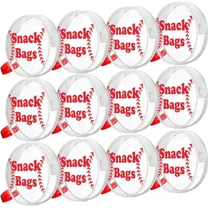 12 count Baseball Snack Bags for Team Gifts Baseball Goodie  Candy Bags Pouch Clear PVC  with Zipper Party Favors for Team Christmas Birthday Gifts  Supplies
