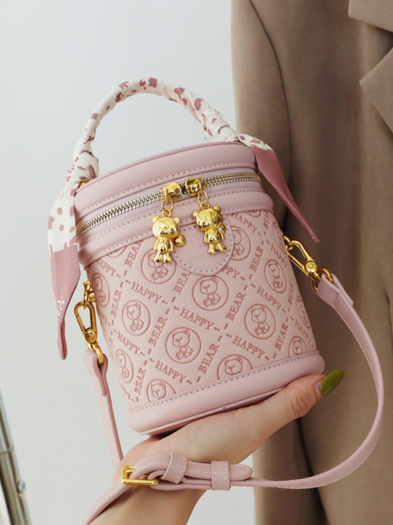 Fashion Colorblock Bucket Bag, Casual Pu Leather Zipper Crossbody Bag for Women, Casual Trendy Versatile High-quality Daily Commuting Bag, Girl Fashionable Shopping Bag, Fashionable Patterned Bag