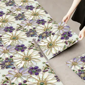 10 pieces of vinyl floor sticker, kitchen bathroom bedroom floor decoration, that is, peel and stick, thickened wear-resistant waterproof self-adhesive floor, artistic and creative tile sticker, 2