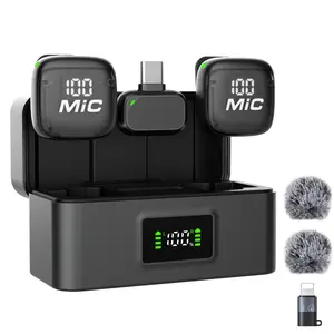 Wireless Lavalier Microphone for iPhone, iPad & Android, Plug & Play, 48kHz/24-bit Hi-Fi Audio, DSP Noise Cancellation, 328ft Range, Up to 80H with Charging Case, Clip-On Mic for Vlog & Streaming,