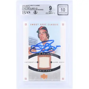 Jim Palmer Baltimore Orioles Autographed 2005 Upper Deck Sweet Spot Classic Materials GU Relic #CM-JP Beckett Fanatics Witnessed Authenticated 9/10 Card - Fanatics Authentic Certified