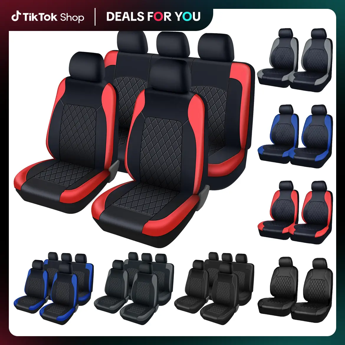 【New Arrival】2/5Full Set Car Seat Covers Universal,, PU Leather Car Seat Protectors,Full Set Universal Fit for Most Cars Trucks Vans SUVs,Airbag Compa