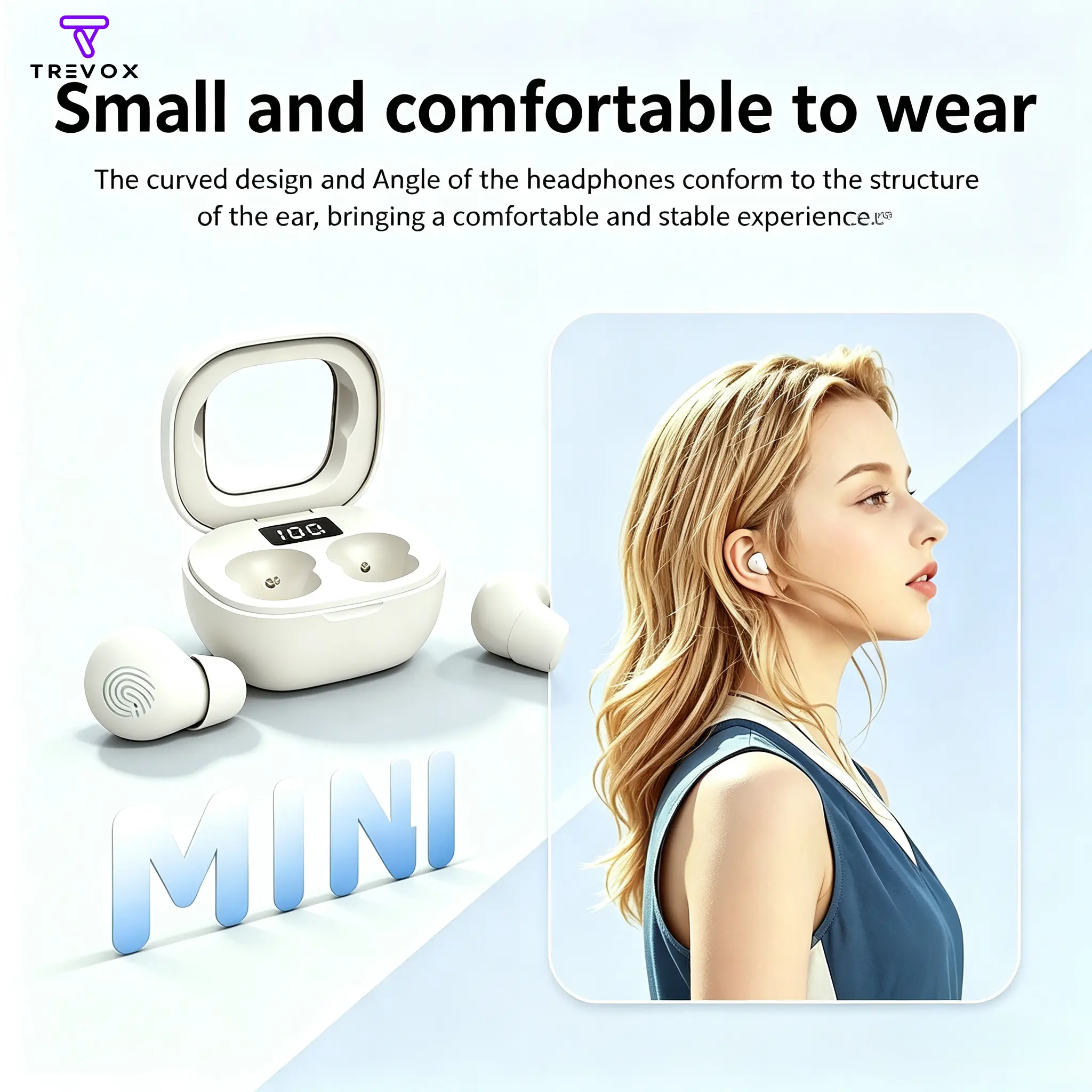 [2026 Newest] SK19 - Ultra-small Invisible Sleep Earbuds | Weighing only 0.08 ounces, suitable for side sleepers, with noise cancellation - 25-hour battery life, with LED display. Lightweight silicone earbuds.