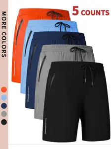 Men's Letter Print Drawstring Waist Track Shorts, Casual Elastic Waist Pocket Shorts for Summer, Breathable Men's Bottoms for Daily Wear, Workout Clothes