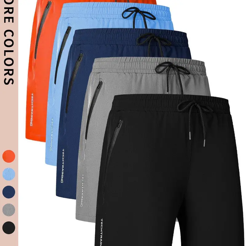 Men's Letter Print Drawstring Waist Track Shorts, Casual Elastic Waist Pocket Shorts for Summer, Breathable Men's Bottoms for Daily Wear, Workout Clothes