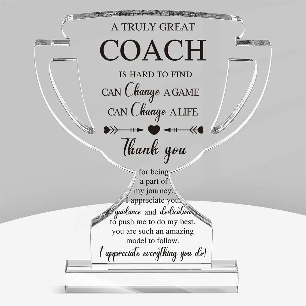 Coach Gifts Acrylic Trophy Plaque Signs for Sports Softball Football and Soccer Coaches, Thank You Appreciation Gifts for Men and Women, Perfect Table Decor Decoration, Acrylic Desktop Decoration Signage