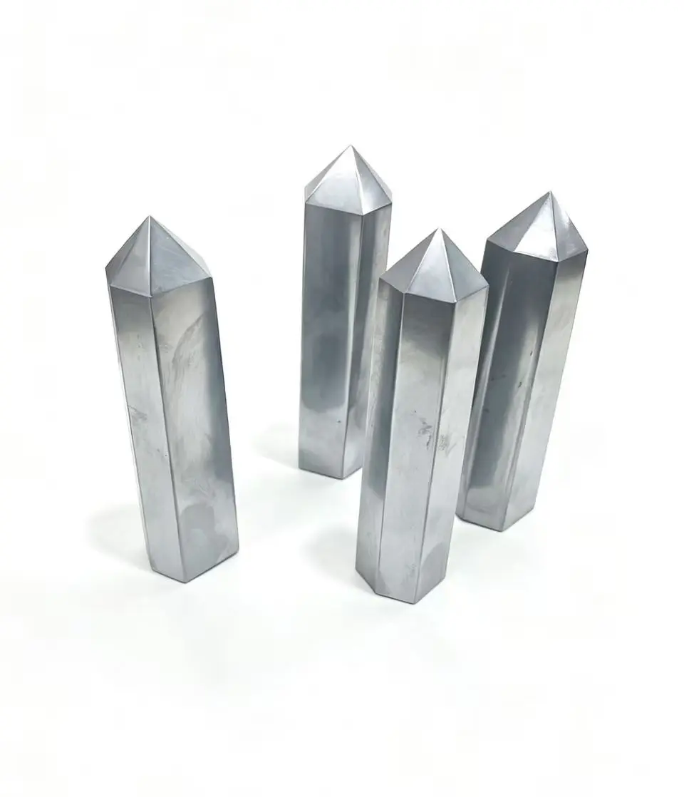 1pc Natural Terahertz Crystal Wand, Premium Polished Hexagonal Point for Healing, Meditation & Energy Balancing
