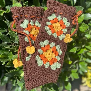 Leg Warmers with Colorful Floral Design and Orange Accents - Product Title