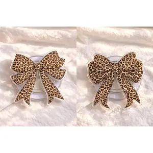 Leopard Ribbon Magsafe Phone Grip - Magnetic Pop Socket Kickstand - Gift for Girl