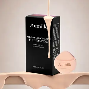Airmilk Double Wear Stay-in-Place 24-Hour Long-Wear Matte Foundation Makeup Light Neutral #02 Fine & Soft Powder Puff