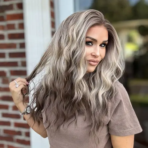 Aria by AISOM Iced Blonde Water Wave 13x4 Free Part Synthetic Lace Front Wig for Women 20 Inch Pre plucked Hairline Heat Friendly Tiny Knots