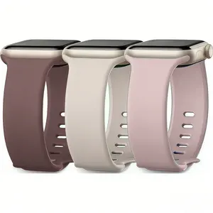 3-Pack Silicone Bands for Apple Watch 38-49mm, Soft Waterproof Sports Strap for Iwatch Series 1-Se Ultra, Unisex Accessory