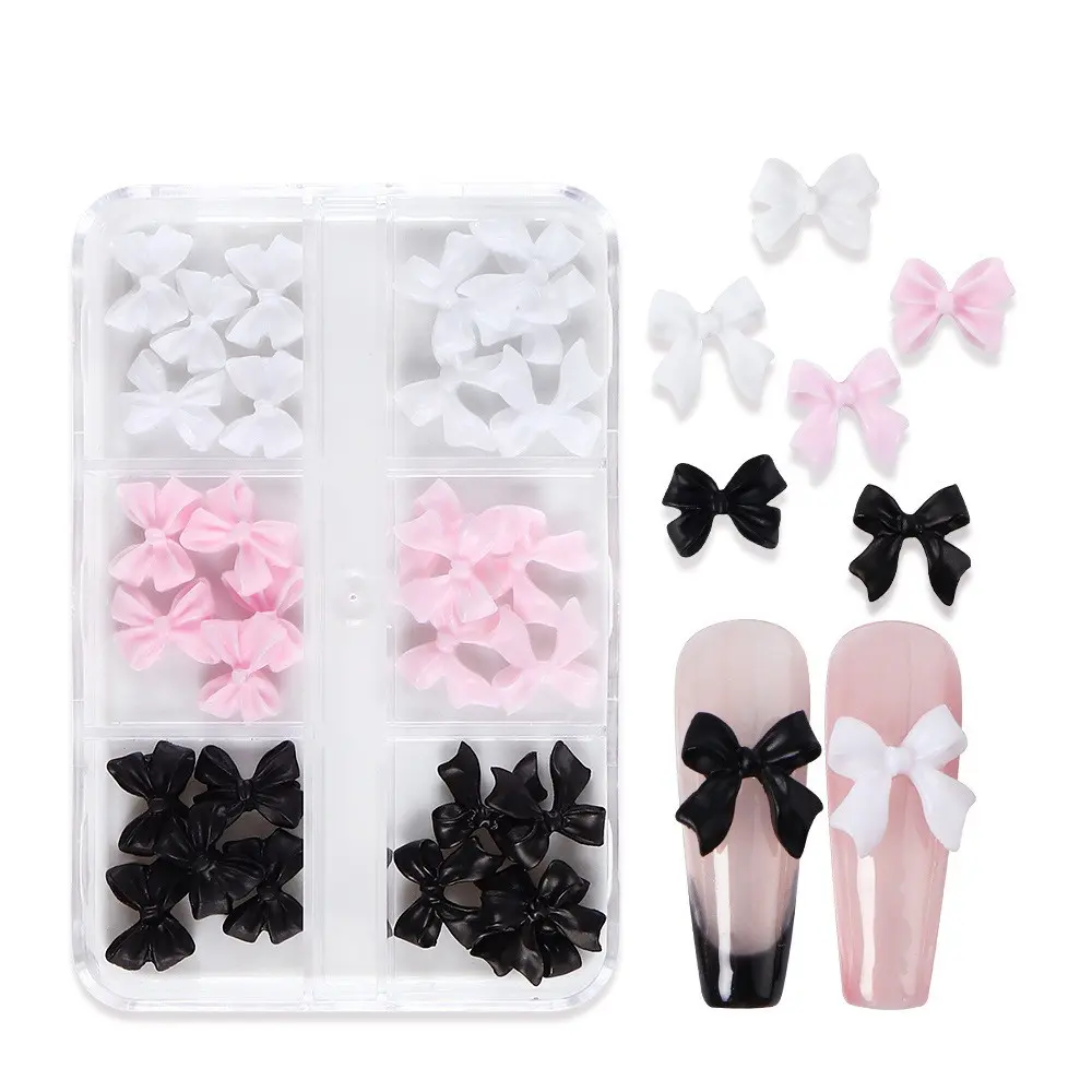 30-Piece Cute 3D Bow Nail Art Set, Matte Finish Resin Manicure Decorations, DIY Pedicure & Manicure Accessories, Nail Art Stickers, Nail Art Products