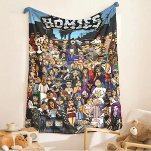 Homies Street Hip Hop Cartoon Theme Flannel Blanket Soft Flannel Blanket, an ideal Gift for Children Suitable For Use on Sofas, Beds, or For Travel, Gentle on The Skin, an Excellent Gift Multi-Purpose Holiday Blanket