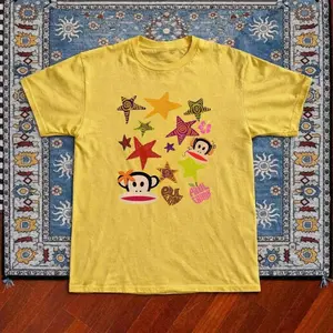 Yellow Paul Frank Graphic Baby Tee – Y2K Vintage Cartoon Aesthetic Top