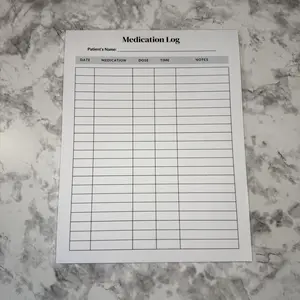 Handmade Medication Log for Daily Use 40 Pages Letter Size Track Date Dose Time Notes Ideal for Home School or Medical Appointments
