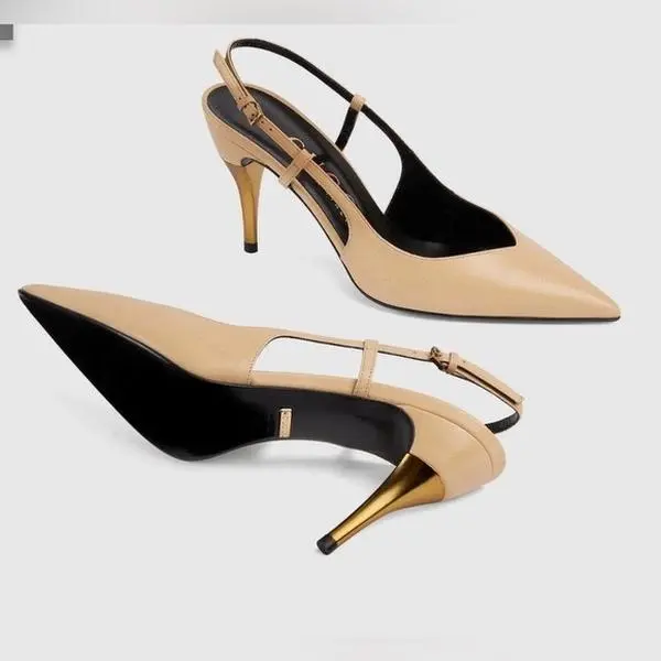 Gucci Sling back Metal Heels - 39.5