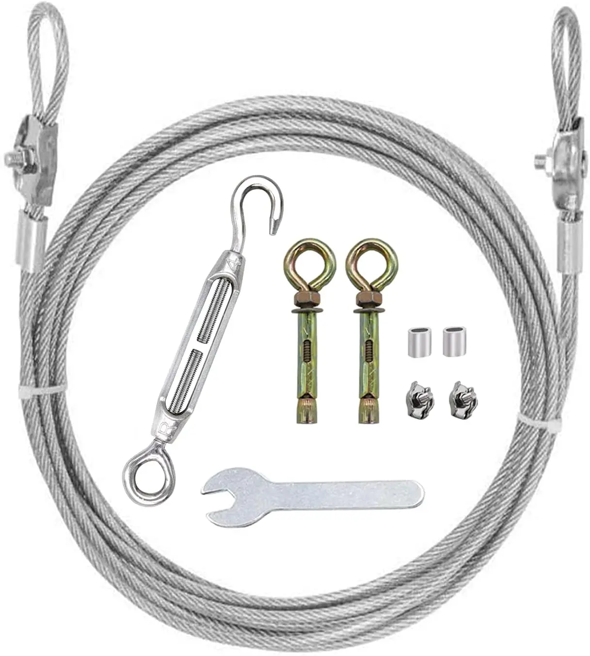 32Ft Heavy Clotheslines,Outdoors 304 Stainless Steel Clothes Line,Heavy Duty  Wire Rope with Retractable SystemWindproof Clothes Rope for Outdoor/Indoor/Home/Drying/Curtain Hanging