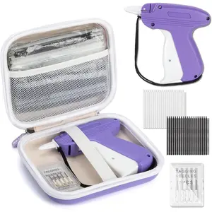 Mini Gun for Clothes, Mini Clothing Stitcher Gun with Hard Case, Speedy Clothing Sewing Quick Gun Stitchy Fixer, Tagging Gun Kit with 5000 Black White and 6 Needles, Purple